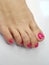 Perfect pink pedicured toe nails