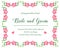 Perfect pink wreath frame, for greeting card bride and groom. Vector