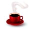 Perfect red cup of coffee with steam.