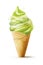 The Perfect Scoop: Green Tea Ice Cream Cone, Isolated on White Background - Generative AI