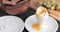 Perfect soft boiled egg in eggcup.
