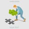 Perfect solution businessman puzzle flat 3d isometric vector