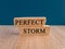 Perfect storm symbol. Concept words Perfect storm on beautiful brick blocks.