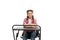 Perfect student girl sit desk. She knows all right answers. Knowledge is richness. Back to school. Private school