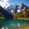 Perfect summer view of the lake Oeschinensee in sunny day. Location Swiss alps, Switzerland, Kandersteg