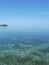 Perfect sunny day above the reef at low tide, transparent water makes reef visible