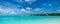 Perfect tropical island paradise beach Maldives, panorama format