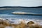 Perfect wave on a sunny day with foreground background bohkeh