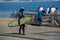 Perfect waves breaking in south Santa Cruz in California.