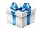 Perfect White Gift Box with a Delicate Satin Blue Bow on Top