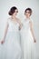 Perfect young women bride in bridal dress fashion portrait