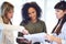 Perfecting their paperwork together. a group of businesswomen working in the office.