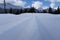 Perfectly groomed cross country ski trail track