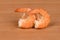 Perfectly retouched shrimp on wood background