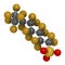 Perfluorooctanesulfonic acid perfluorooctane sulfonate, PFOS persistent organic pollutant molecule. 3D rendering. Atoms are.