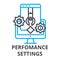 Perfomance settings thin line icon, sign, symbol, illustation, linear concept, vector
