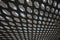 Perforated roof ceiling surface with sky view in Shenzhen airport