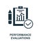 Performance Evaluations icon. Monochrome sign from corporate development collection. Creative Performance Evaluations