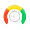 Performance gauge measurement dial icon with rank numbers, Dashboard panel interface. Isolated vector illustration.