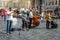 Performance of street musicians
