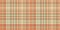 Performance tartan seamless check, lady plaid pattern textile. Discount background fabric texture vector in orange and light