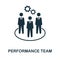 Performance Team icon. Monochrome sign from corporate development collection. Creative Performance Team icon