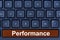 Performance word on computer keyboard button