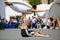 Performance of yoga couple on Red Square