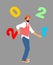 Performer Artist acrobat juggling with numbers. Happy New Year 2021 animator entertainment. Juggler artist vector illustration.