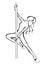 Performing pole dance pose