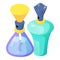 Perfume bottle icon isometric vector. Colorful glassy two various perfume bottle