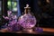 Perfume bottle with lilac flowers