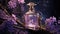 Perfume bottle with lilac flowers