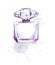 Perfume bottle violet glass fragrance watercolor illustration, fashion sketch, art print