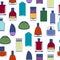 Perfume bottles icons seamless pattern. Eau de parfum.