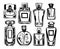 Perfume bottles set. Vector.