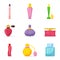 Perfume color glass bottles illustrations set
