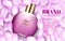 Perfume Glass Bottle Lies on the Pink Flower Petals. Design Cosmetics Product Advertising for Catalog Magazine