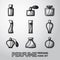 Perfume handdrawn icons set with different shapes