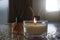 Perfume for home, scented candle in the interior freshener concept