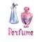 Perfume pink and blue bottles