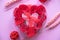 Perfumed soap in the form of a rose. Preparing for Valentine`s Day. Holiday Decoration