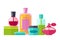 Perfumery Collection Bottles Vector Illustration