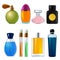 Perfumes bottles. Various flasks and glass bottles for women perfume