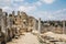 Perge, view on the ruins of Market square. Greco-Roman ancient city Perga. Greek colony from 7th century BC