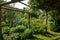 Pergola gazebo in a beautiful garden