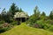 Pergola gazebo in a beautiful garden