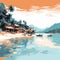 Perhentian Islands, Malaysia, Colorful Vector Drawing