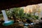 Pericnik Falls, waterfall in Triglav National Park, SloveniaLandscape in nature Europe. Foggy Triglav Alps with forest, travel in