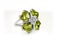 Peridot / gem, diamond, and silver ring on white
